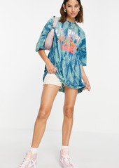 Topshop St. Rose Tie Dye Graphic Cotton Blend Tee in Blue Multi at Nordstrom