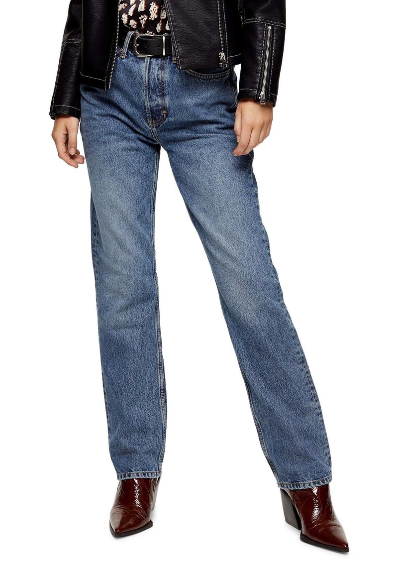 Topshop Straight Leg Dad Jeans (Mid Denim) (Regular & Long)