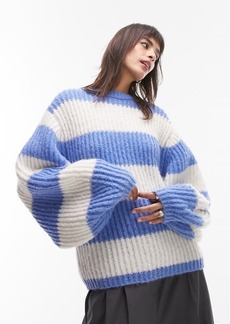 Topshop Stripe Balloon Sleeve Sweater