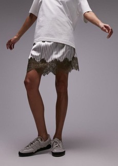 Topshop Stripe Lace Detail Miniskirt