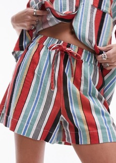 Topshop Stripe Linen Blend Drawstring Shorts