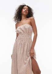 Topshop Stripe Strapless Cotton Seersucker Cover-Up Maxi Dress