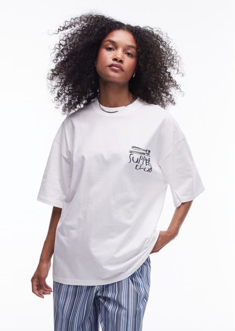 Topshop Supper Club Oversize Graphic T-Shirt