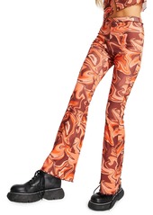 Topshop Swirl Print Flared Trousers in Orange Multi at Nordstrom