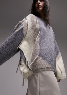Topshop Tassel Colorblock Oversize Sweater