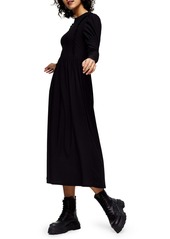 Topshop Textured Long Sleeve Midi Dress