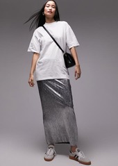 Topshop Textured Metallic Maxi Skirt