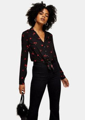 Topshop tie front shirt in red cherry print