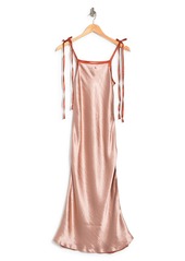 Topshop Tie Strap Satin Slip Dress in Pink/orange at Nordstrom Rack