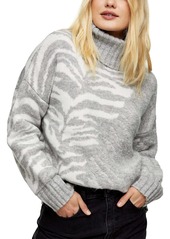 Topshop Tiger Stripe Turtleneck Sweater