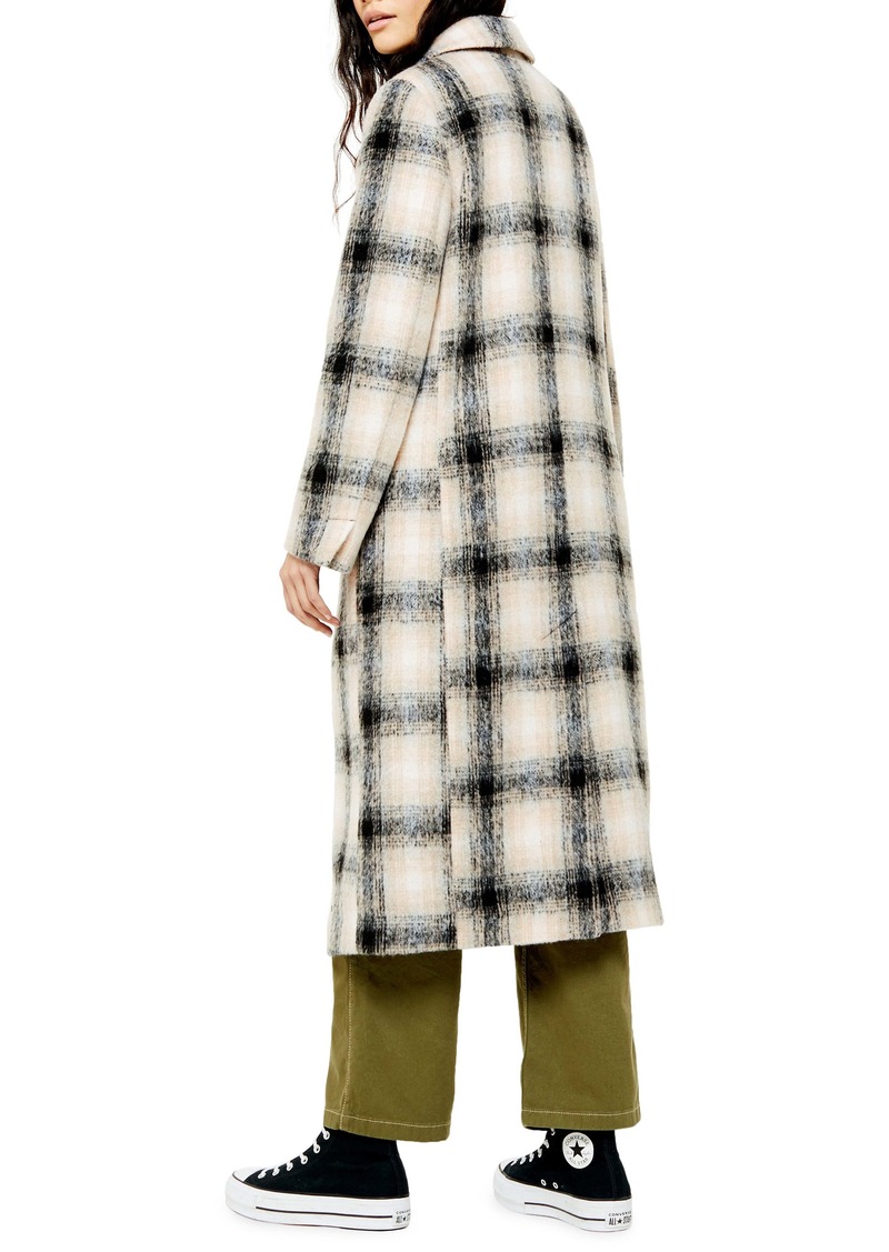 topshop checked crombie long coat