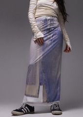 Topshop Trompe l'Oeil Mesh Maxi Skirt in Medium Blue at Nordstrom Rack