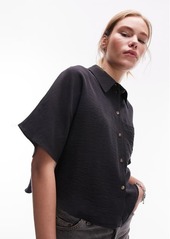 Topshop Crinkle Twill Crop Button-Up Shirt