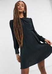 Topshop twist neck mini dress in black