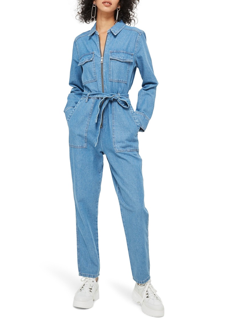 utility denim jumpsuit