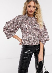 Topshop WATERCOLOR blouse in pink leopard print
