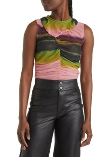 Topshop Watercolor Ruched Tank in Pink Multi at Nordstrom Rack