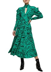 Women's Topshop Animal Print Long Sleeve Midi Dress