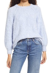 Topshop Blouson Sleeve Boucle Sweater in Mid Blue at Nordstrom