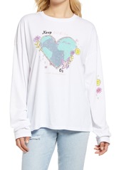 Topshop Heart Our Planet Long Sleeve T-Shirt in White at Nordstrom