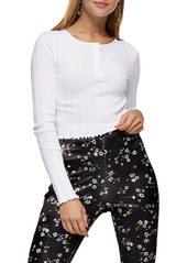 Topshop Long Sleeve Henley Crop Top in White at Nordstrom