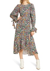 Women's Topshop Paisley Floral Print Long Sleeve High/low Dress