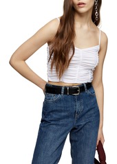 Topshop Ruched Crop Camisole in White at Nordstrom