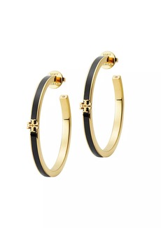 Tory Burch 18K Gold-Plated & Enamel Kira Hoop Earrings
