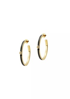 Tory Burch 18K Gold-Plated & Enamel Kira Hoop Earrings