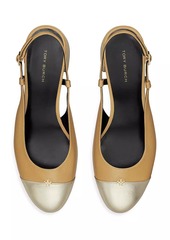 Tory Burch 45MM Cap-Toe Leather Slingback Pumps