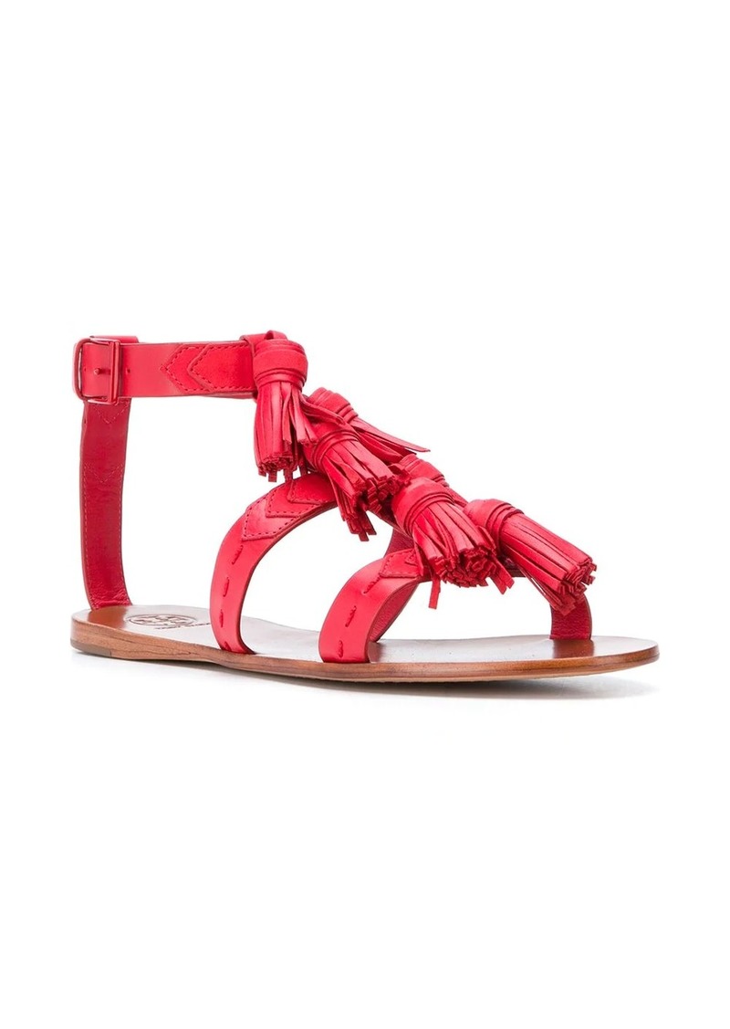 red tassel sandals