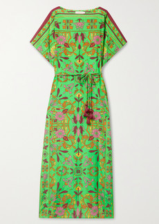 Tory Burch Belted Printed Cotton And Silk-blend Kaftan