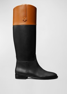 Tory Burch Bicolor Leather Double T Riding Boots