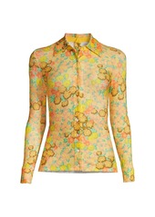 Tory Burch Blossom Knit Button-Down Shirt