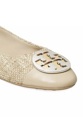 Tory Burch Claire Tweed & Leather Cap-Toe Ballet Flats