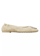 Tory Burch Claire Tweed & Leather Cap-Toe Ballet Flats