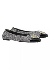Tory Burch Claire Tweed & Patent Leather Cap-Toe Ballet Flats