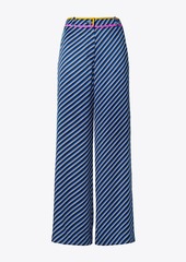 Tory Burch Contrast-Binding Printed Pajama Pant