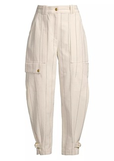 Tory Burch Cotton-Blend Striped Cargo Pants
