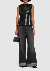 Tory Burch Croc Embossed Sleeveless Top