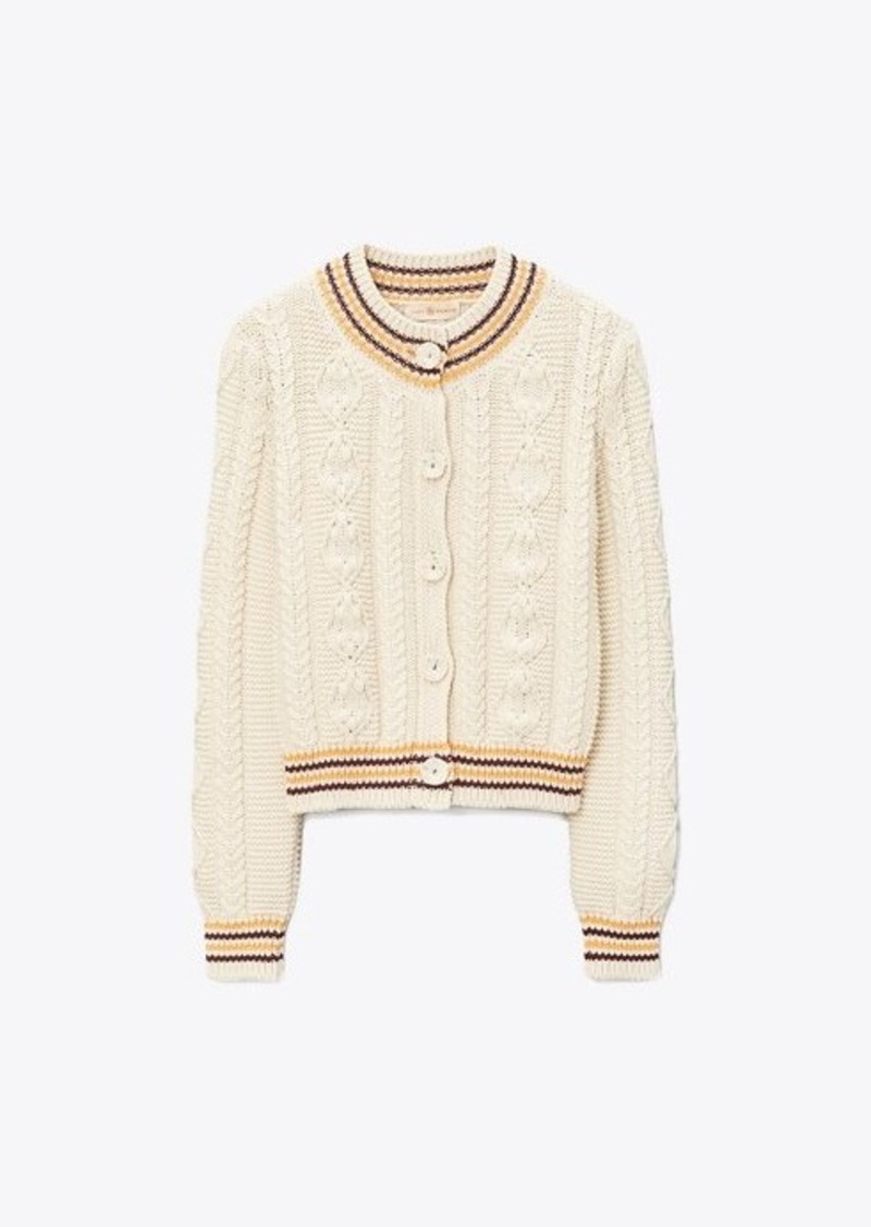 Tory Burch Cropped Cable-Knit Cardigan | Sweaters