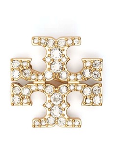 Tory Burch crystal-embellished logo broach