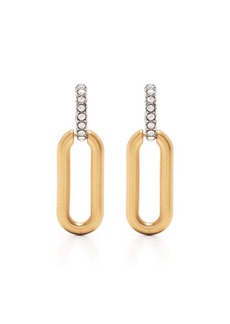 Tory Burch crystal-embellished long hoop earrings