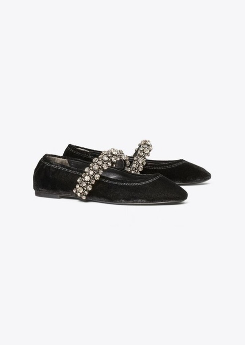 tory burch crystal strap ballet flat