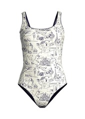 Tory Burch Destination-Printed One-Piece Swimsuit