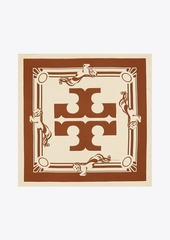 Tory Burch Double-Sided Cavalier Logo Silk Square Scarf