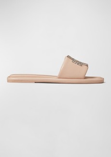 Tory Burch Double T Deco Leather Sport Slide Sandals