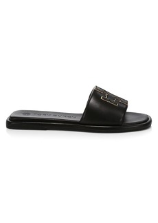 Tory Burch Double-T Padded Leather Slides