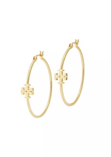 Tory Burch Eleanor 18K-Gold-Plated Logo Hoop Earrings