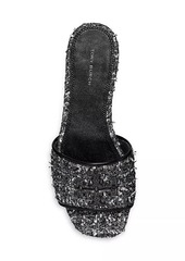 Tory Burch Eleanor Crystal-Embellished Tweed Sandals